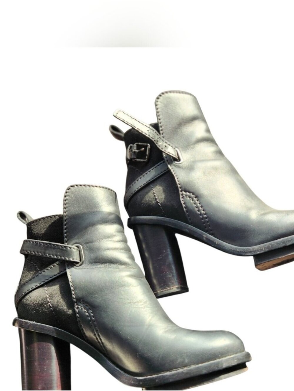 Acne Studio Women's Black Leather Ankle Boots with Block Heel